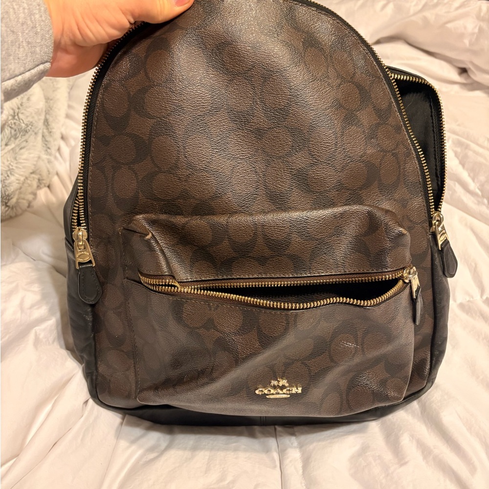 Coach Dark Brown Signature Backpack